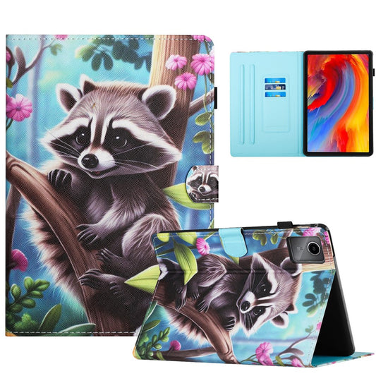 For Lenovo Xiaoxin Pad 11 2025 Case Pattern Printing Leather Tablet Cover with Card Holder - Raccoon