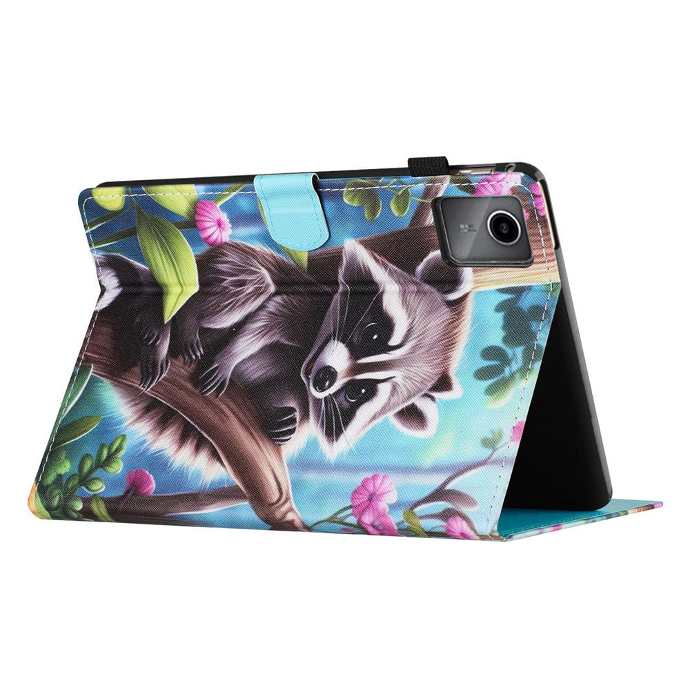 For Lenovo Xiaoxin Pad 11 2025 Case Pattern Printing Leather Tablet Cover with Card Holder - Raccoon