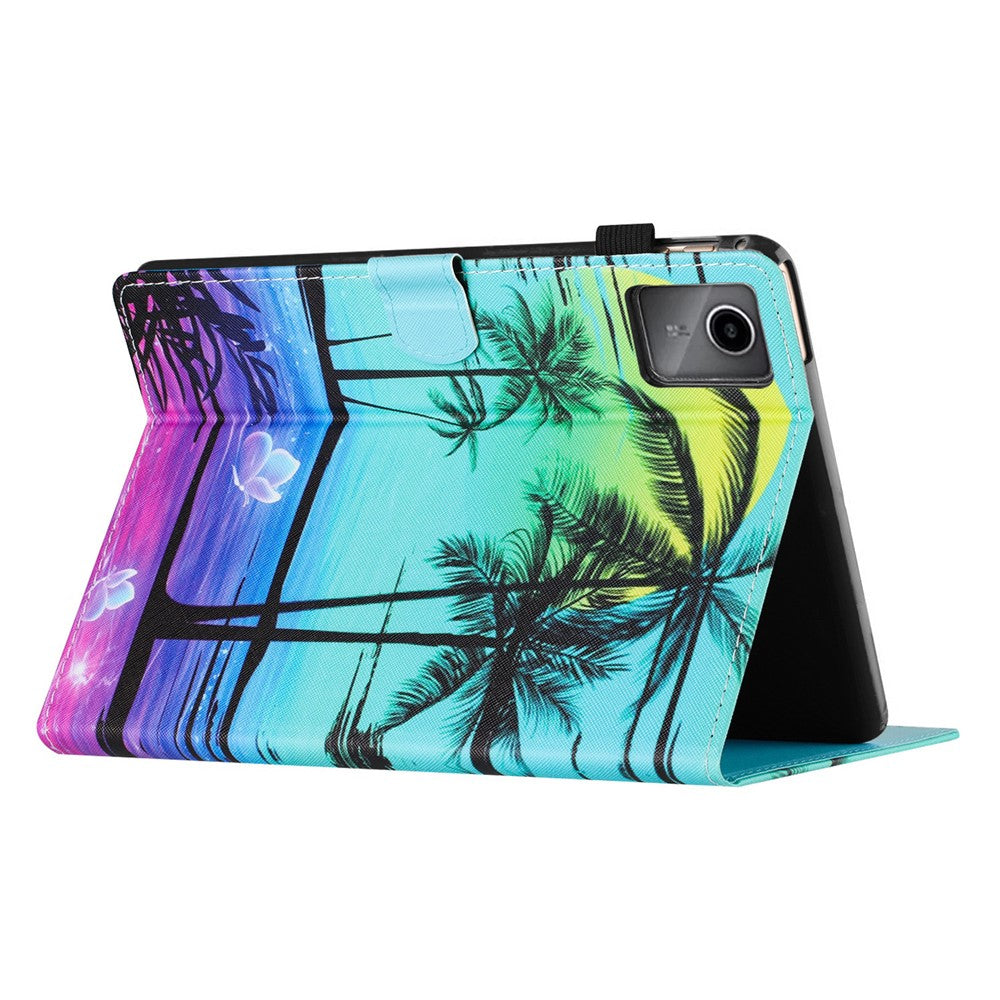 For Lenovo Xiaoxin Pad 11 2025 Case Pattern Printing Leather Tablet Cover with Card Holder - Coconut Tree