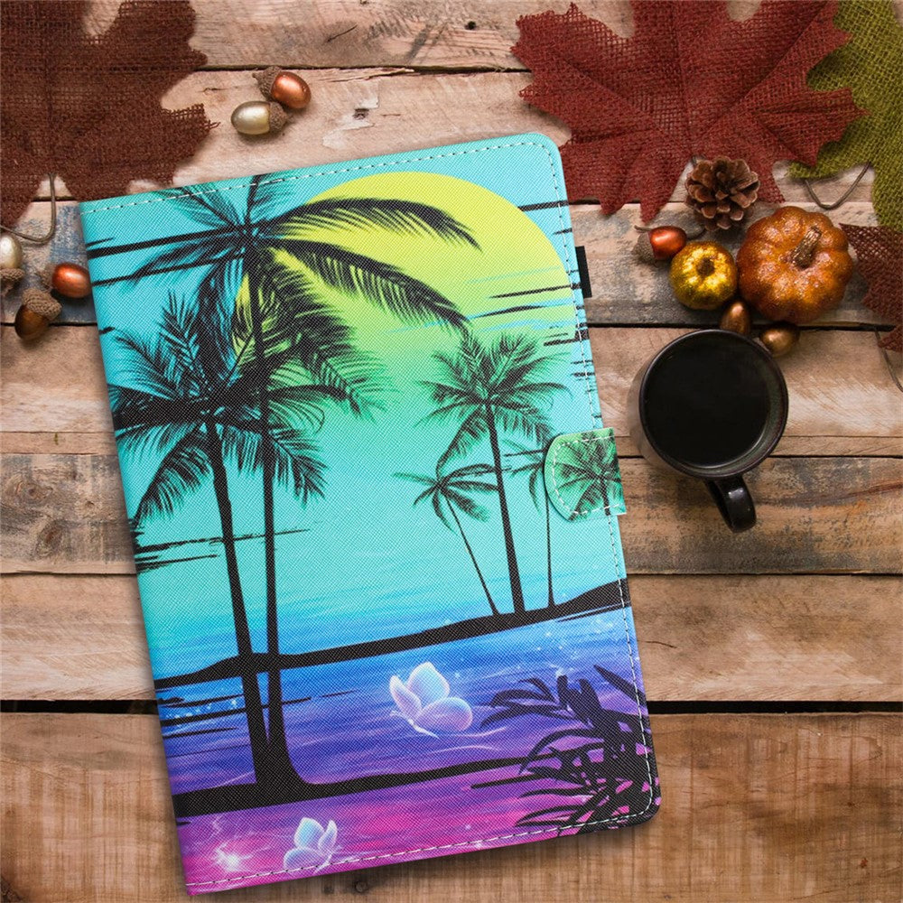 For Lenovo Xiaoxin Pad 11 2025 Case Pattern Printing Leather Tablet Cover with Card Holder - Coconut Tree