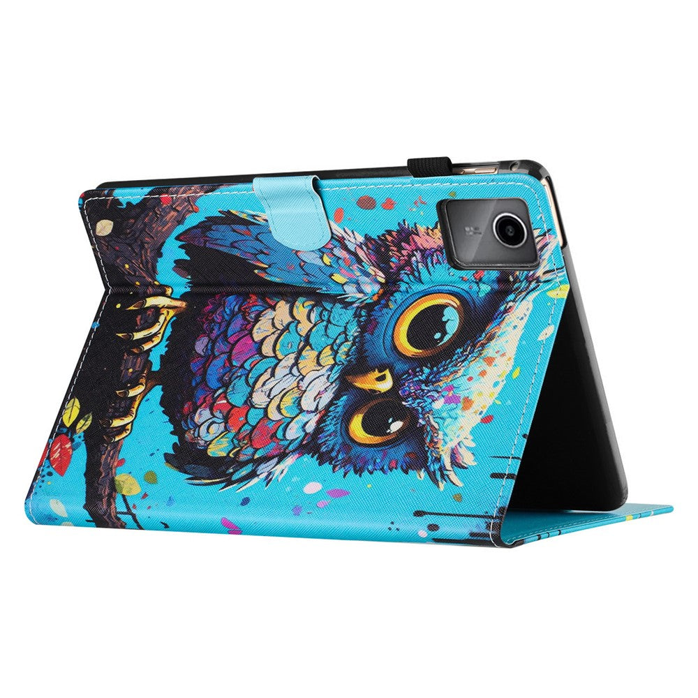 For Lenovo Xiaoxin Pad 11 2025 Case Pattern Printing Leather Tablet Cover with Card Holder - Owl
