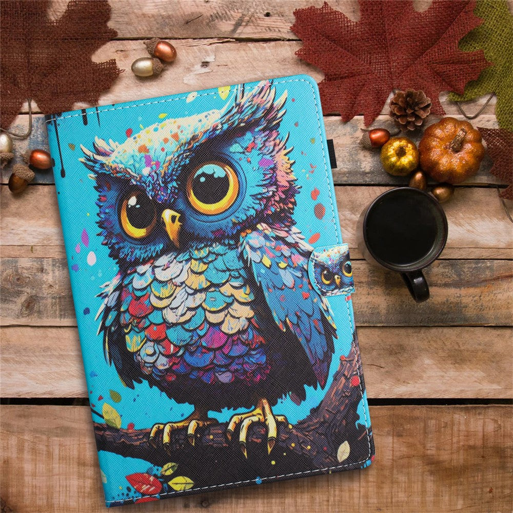 For Lenovo Xiaoxin Pad 11 2025 Case Pattern Printing Leather Tablet Cover with Card Holder - Owl