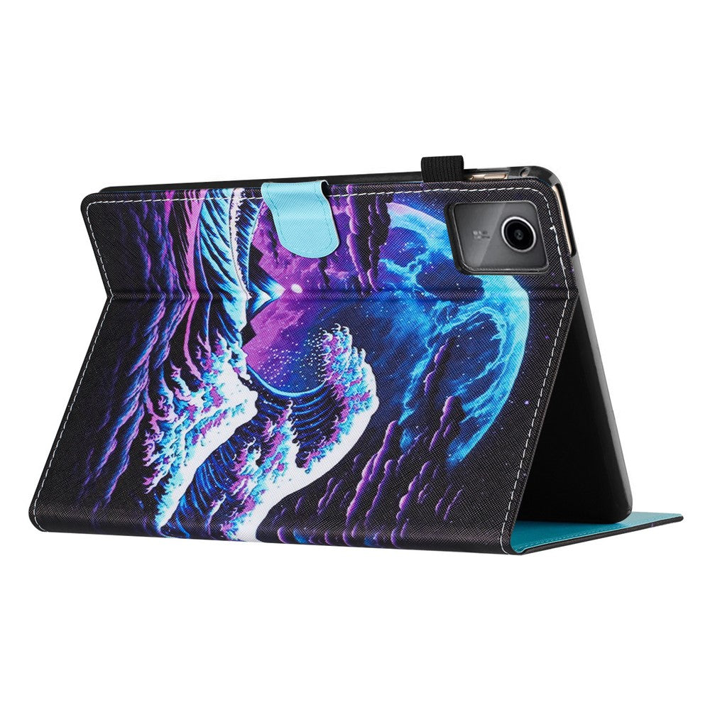For Lenovo Xiaoxin Pad 11 2025 Case Pattern Printing Leather Tablet Cover with Card Holder - Sea Wave