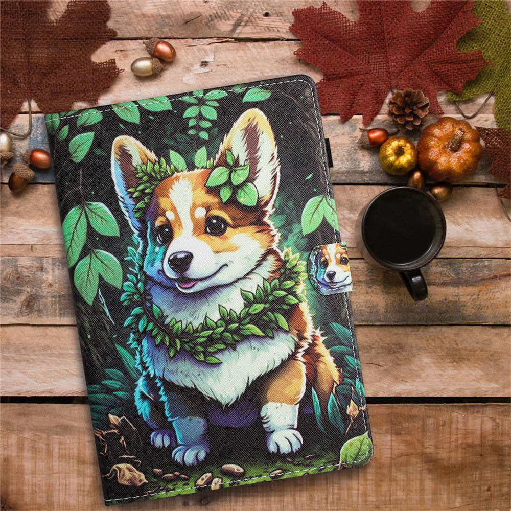 For Lenovo Xiaoxin Pad 11 2025 Case Pattern Printing Leather Tablet Cover with Card Holder - Corgi