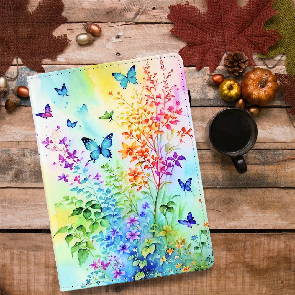For Lenovo Xiaoxin Pad 11 2025 Case Pattern Printing Leather Tablet Cover with Card Holder - Flowers and Butterflies