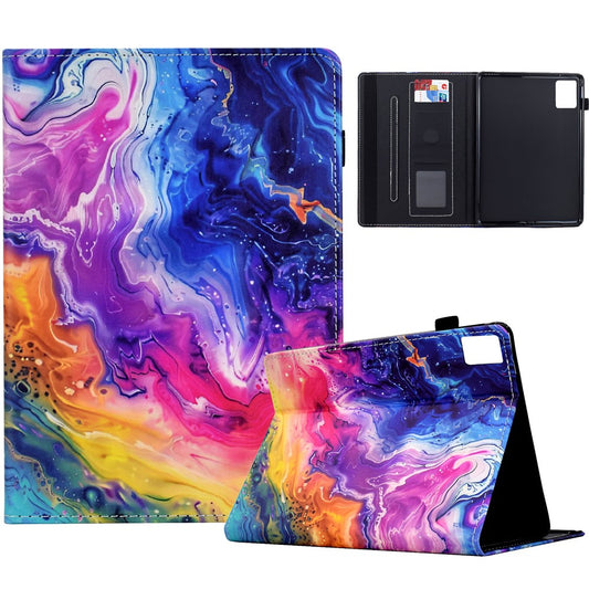 For Lenovo Xiaoxin Pad 11 2025 Case Pattern Printing Leather Tablet Cover with Card Holder - Marble Pattern