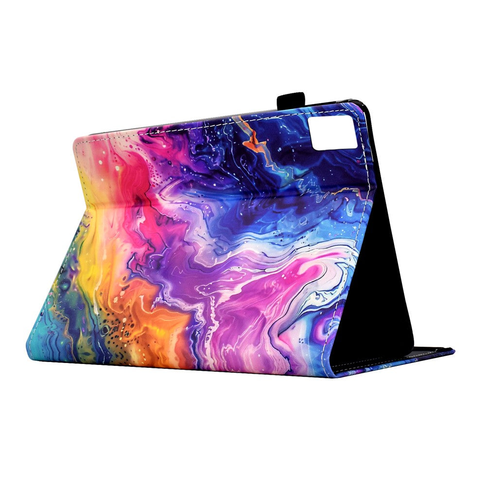 For Lenovo Xiaoxin Pad 11 2025 Case Pattern Printing Leather Tablet Cover with Card Holder - Marble Pattern