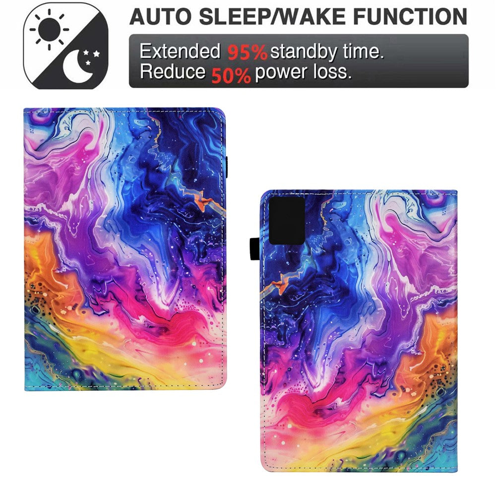 For Lenovo Xiaoxin Pad 11 2025 Case Pattern Printing Leather Tablet Cover with Card Holder - Marble Pattern