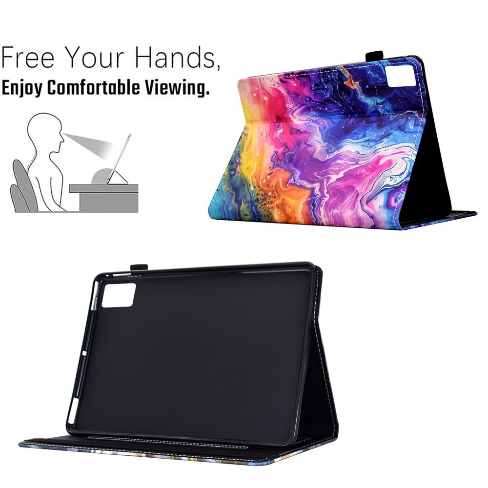 For Lenovo Xiaoxin Pad 11 2025 Case Pattern Printing Leather Tablet Cover with Card Holder - Marble Pattern