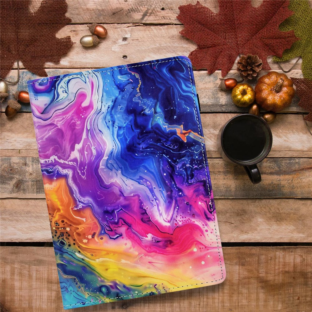 For Lenovo Xiaoxin Pad 11 2025 Case Pattern Printing Leather Tablet Cover with Card Holder - Marble Pattern