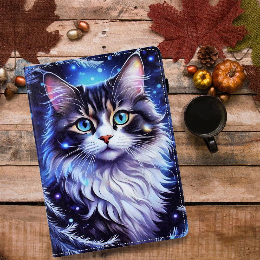 For Lenovo Xiaoxin Pad 11 2025 Case Pattern Printing Leather Tablet Cover with Card Holder - Cat