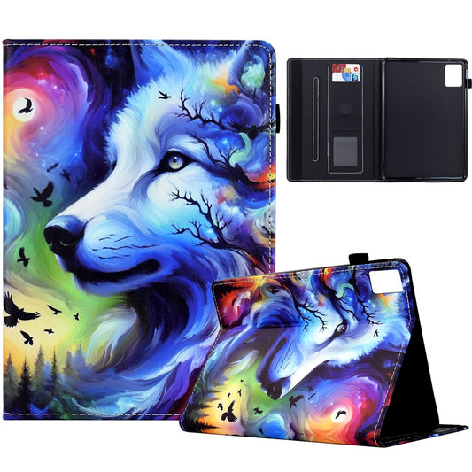 For Lenovo Xiaoxin Pad 11 2025 Case Pattern Printing Leather Tablet Cover with Card Holder - Star Wolf