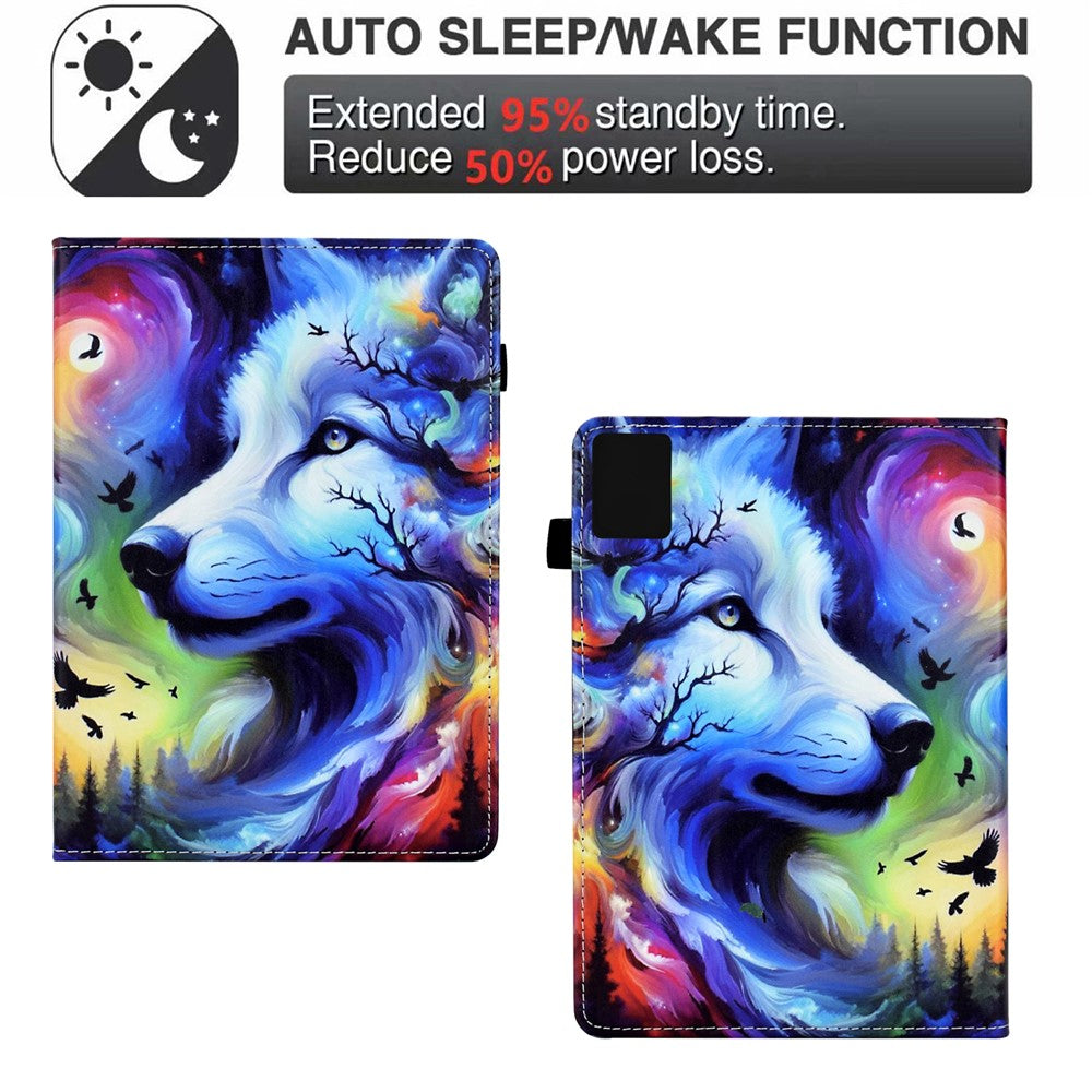 For Lenovo Xiaoxin Pad 11 2025 Case Pattern Printing Leather Tablet Cover with Card Holder - Star Wolf