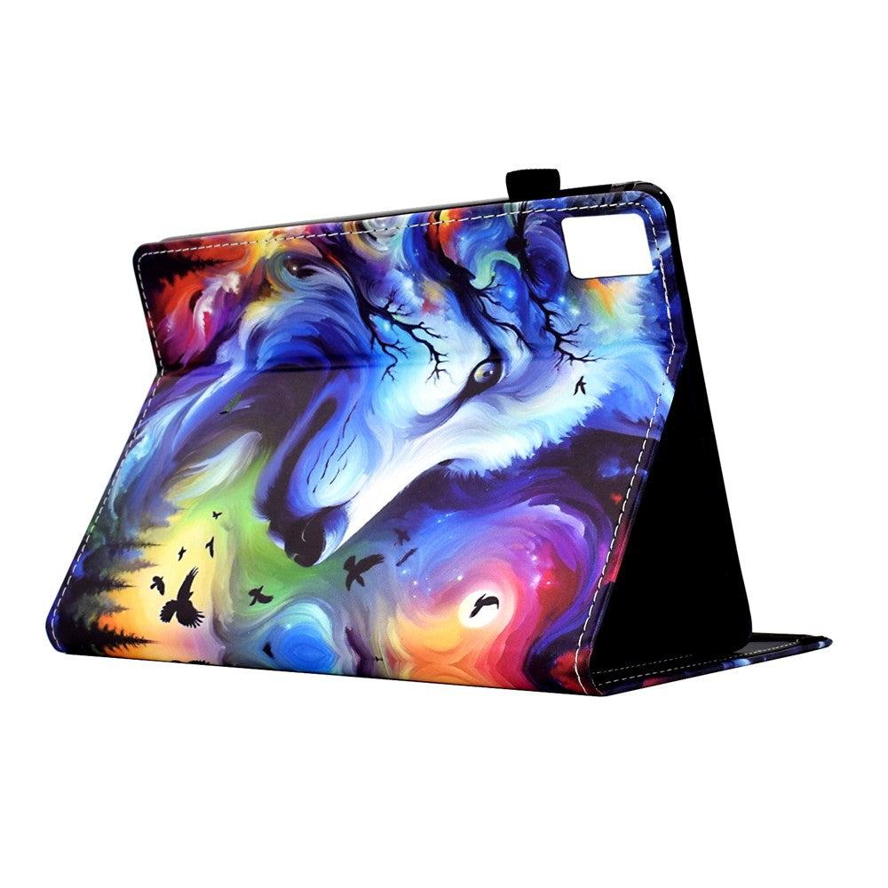 For Lenovo Xiaoxin Pad 11 2025 Case Pattern Printing Leather Tablet Cover with Card Holder - Star Wolf