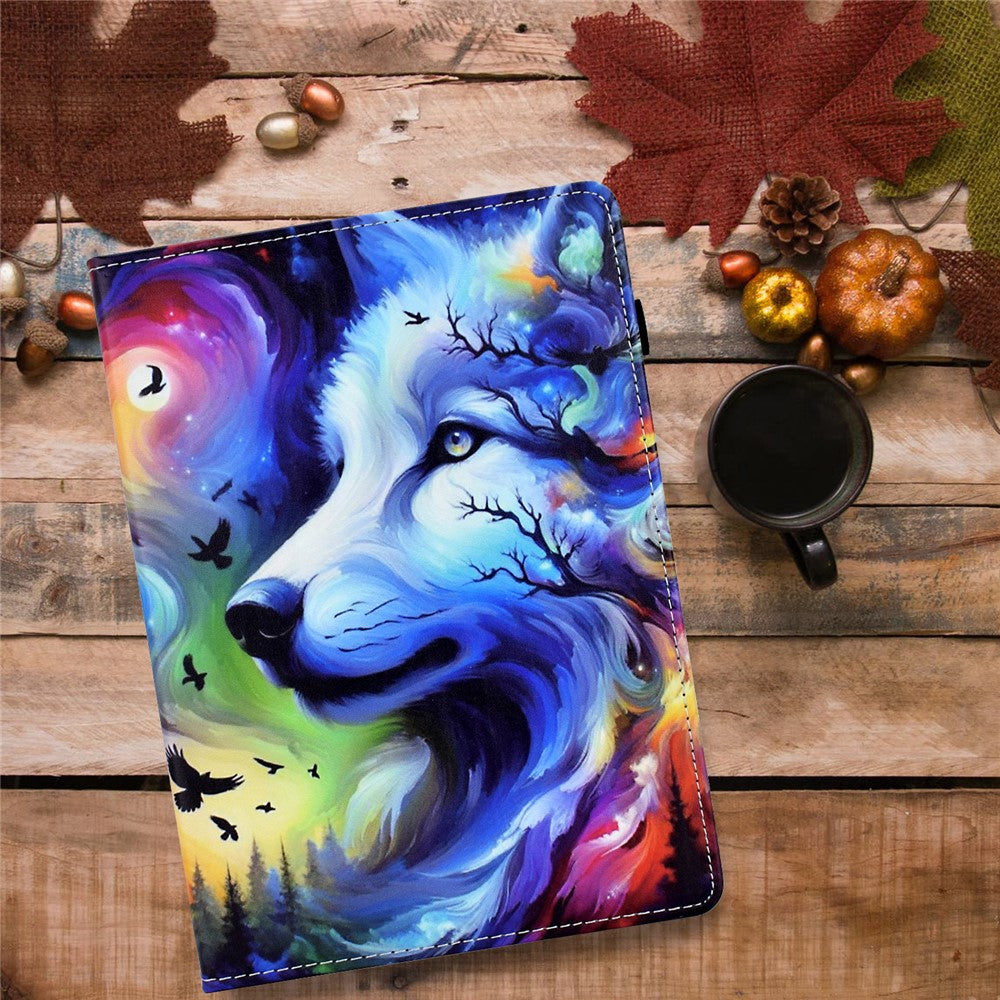 For Lenovo Xiaoxin Pad 11 2025 Case Pattern Printing Leather Tablet Cover with Card Holder - Star Wolf