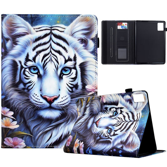 For Lenovo Xiaoxin Pad 11 2025 Case Pattern Printing Leather Tablet Cover with Card Holder - Tiger
