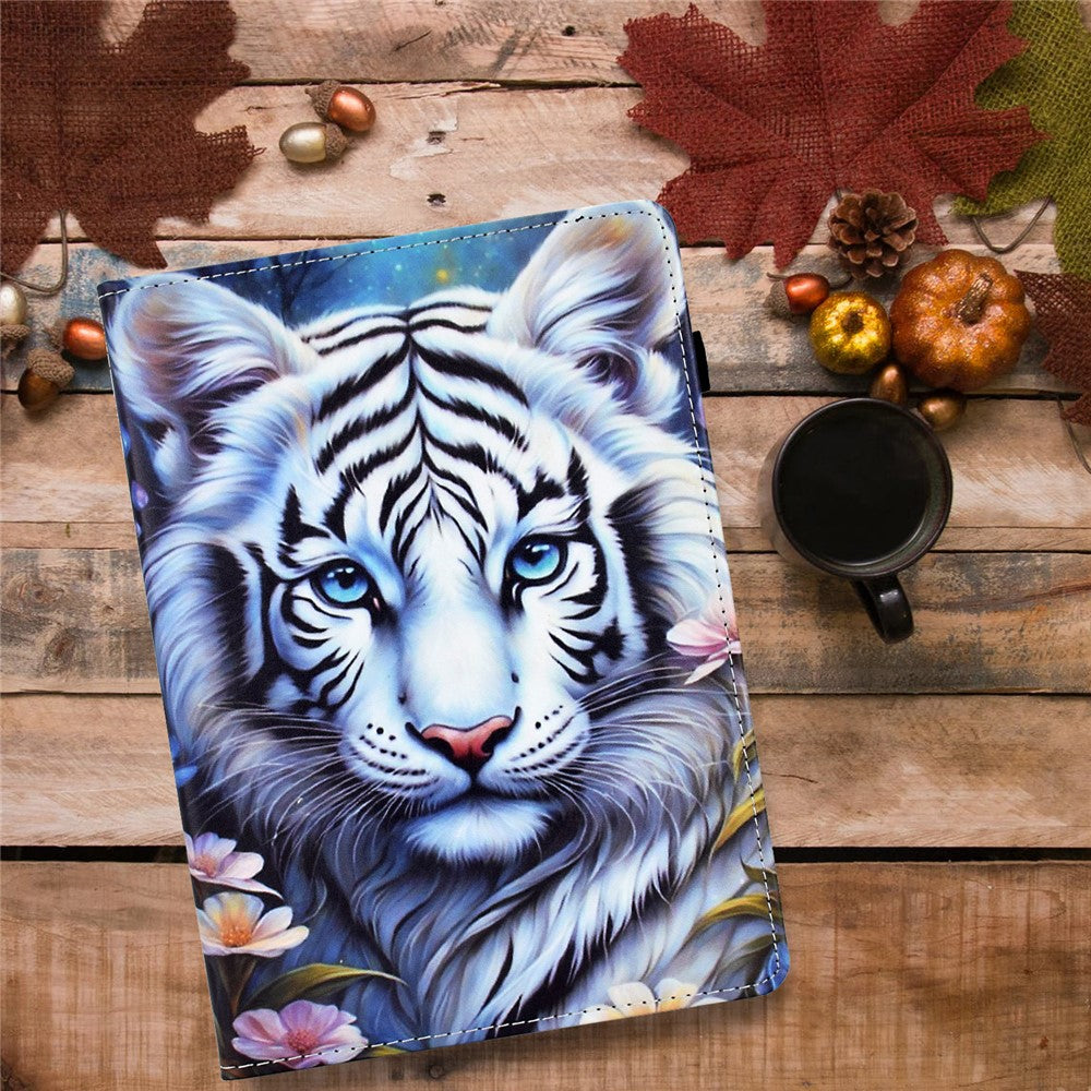 For Lenovo Xiaoxin Pad 11 2025 Case Pattern Printing Leather Tablet Cover with Card Holder - Tiger
