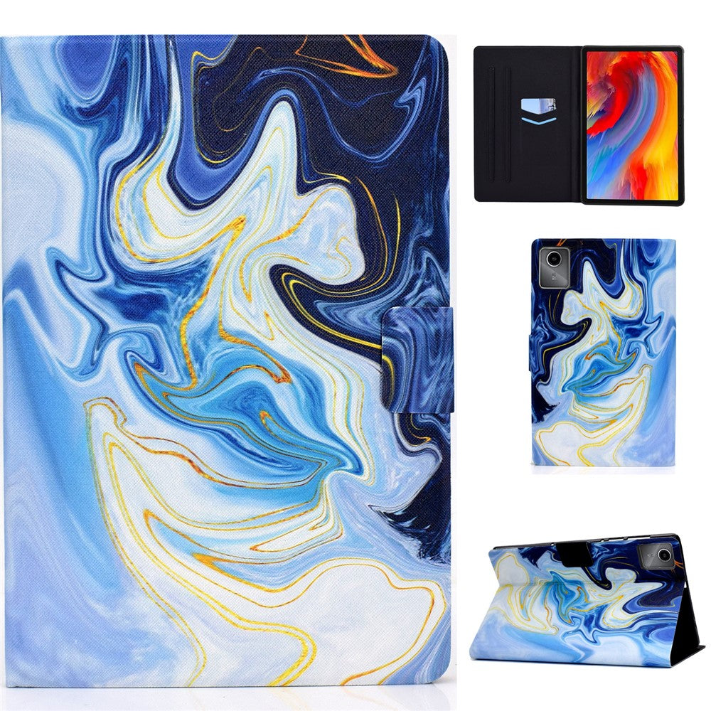 For Lenovo Xiaoxin Pad 11 2025 Case Stand Pattern Printed Leather Cover - Blue Marble