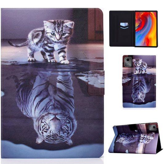 For Lenovo Xiaoxin Pad 11 2025 Case Stand Pattern Printed Leather Cover - Cat and Tiger