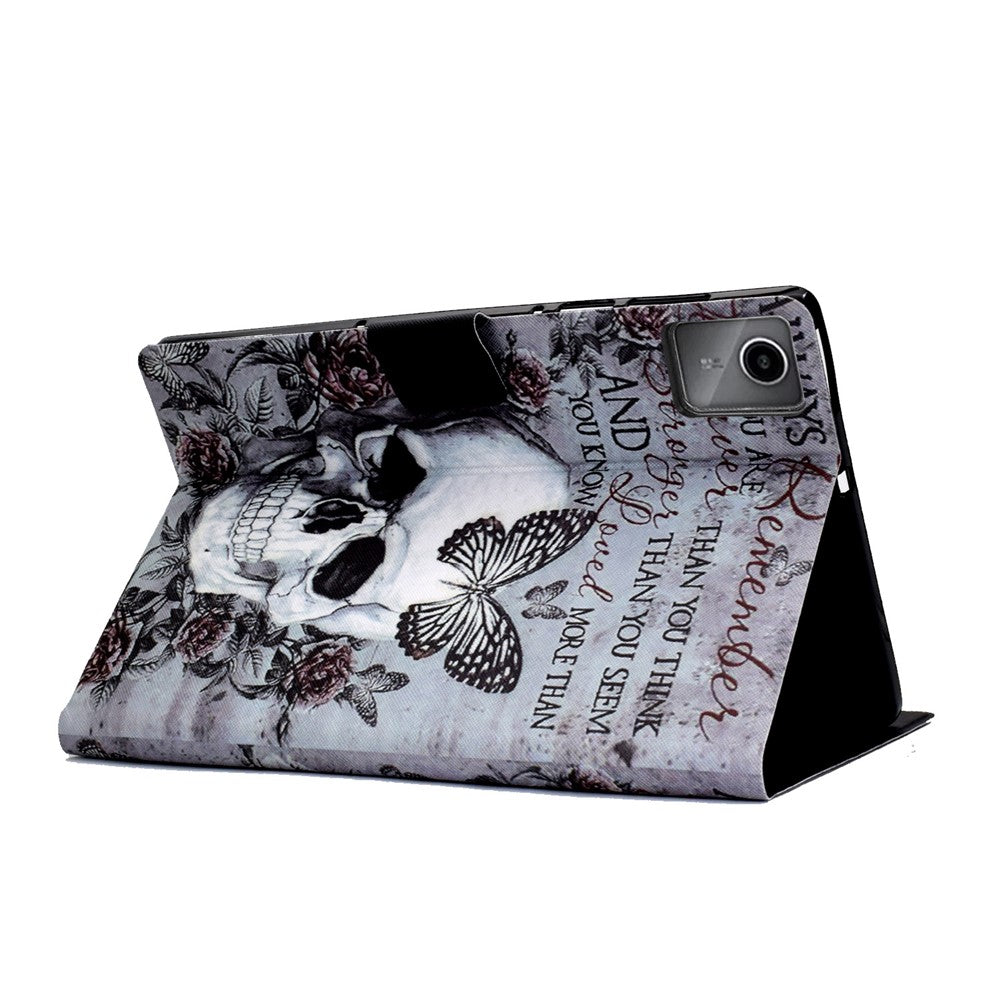 For Lenovo Xiaoxin Pad 11 2025 Case Stand Pattern Printed Leather Cover - Skull