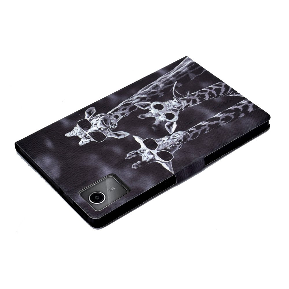 For Lenovo Xiaoxin Pad 11 2025 Case Stand Pattern Printed Leather Cover - Three Giraffes