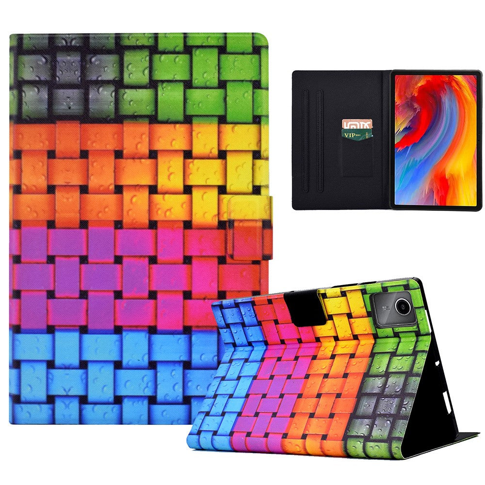 For Lenovo Xiaoxin Pad 11 2025 Case Stand Pattern Printed Leather Cover - Braided Strap