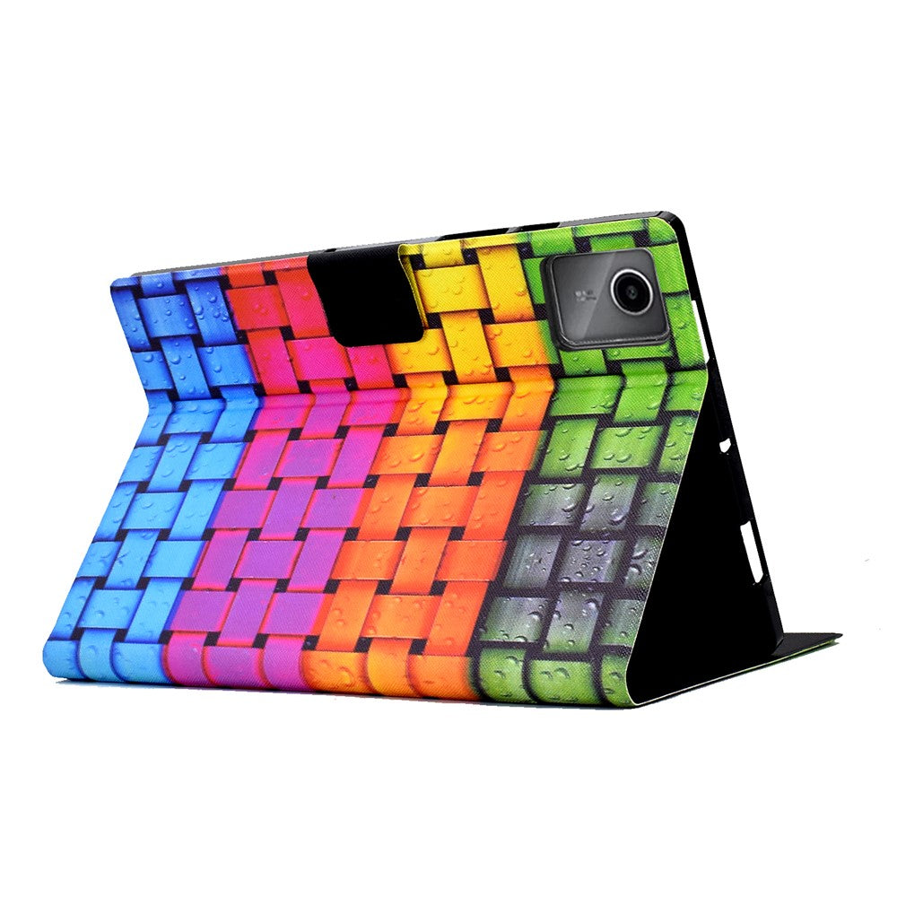 For Lenovo Xiaoxin Pad 11 2025 Case Stand Pattern Printed Leather Cover - Braided Strap