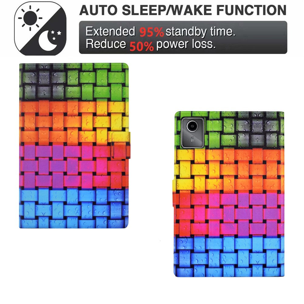 For Lenovo Xiaoxin Pad 11 2025 Case Stand Pattern Printed Leather Cover - Braided Strap