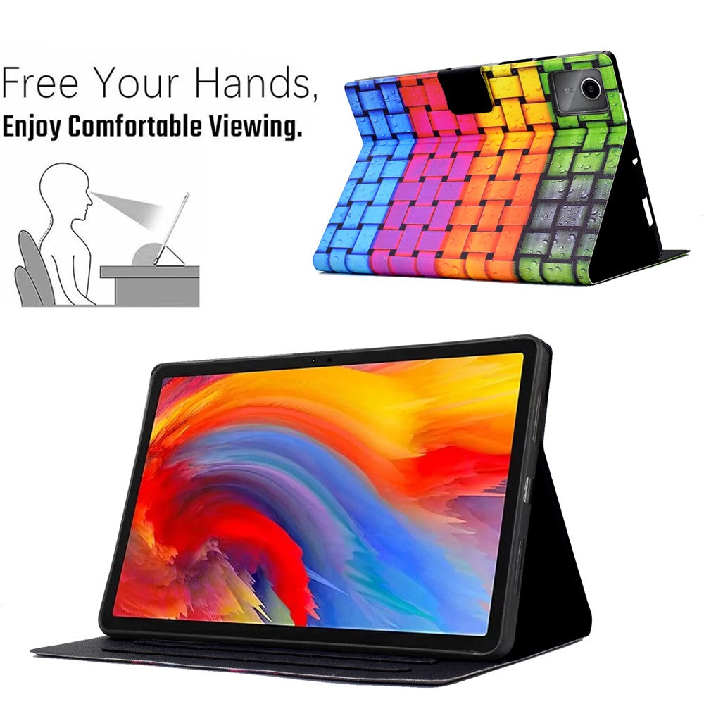 For Lenovo Xiaoxin Pad 11 2025 Case Stand Pattern Printed Leather Cover - Braided Strap
