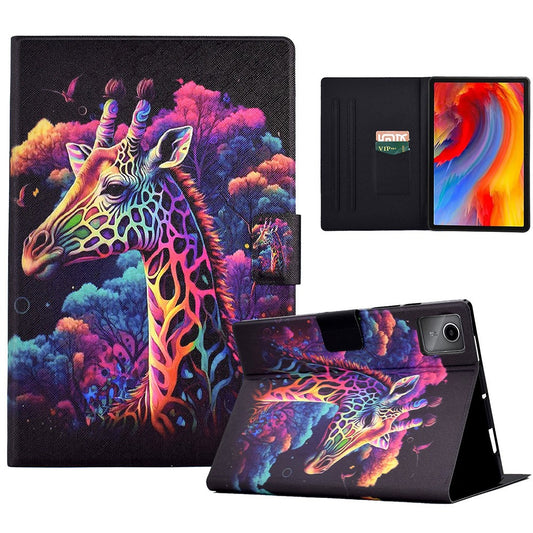 For Lenovo Xiaoxin Pad 11 2025 Case Stand Pattern Printed Leather Cover - Giraffe