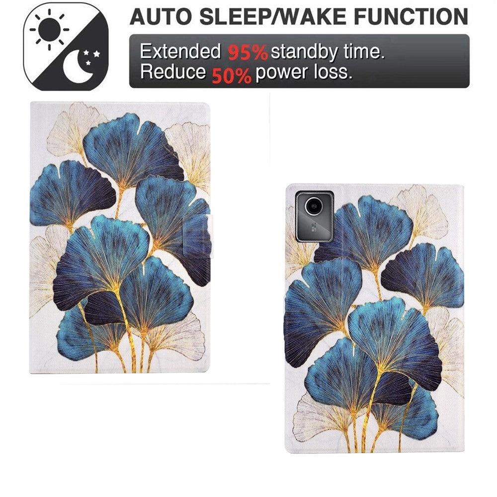 For Lenovo Xiaoxin Pad 11 2025 Case Stand Pattern Printed Leather Cover - Leaves
