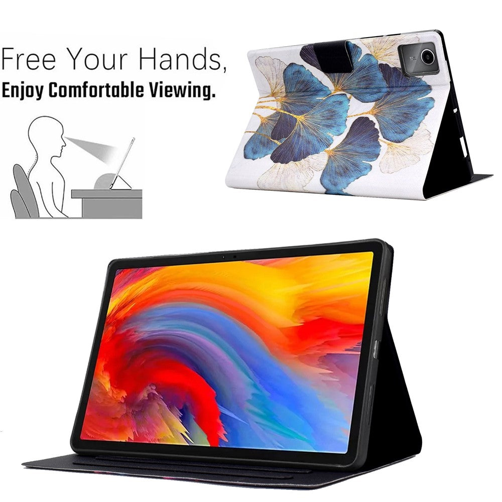 For Lenovo Xiaoxin Pad 11 2025 Case Stand Pattern Printed Leather Cover - Leaves