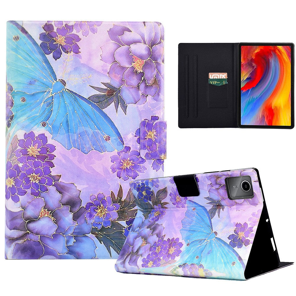 For Lenovo Xiaoxin Pad 11 2025 Case Stand Pattern Printed Leather Cover - Peony and Butterfly