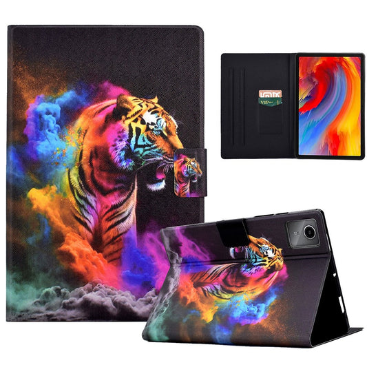 For Lenovo Xiaoxin Pad 11 2025 Case Stand Pattern Printed Leather Cover - Colorful Tiger