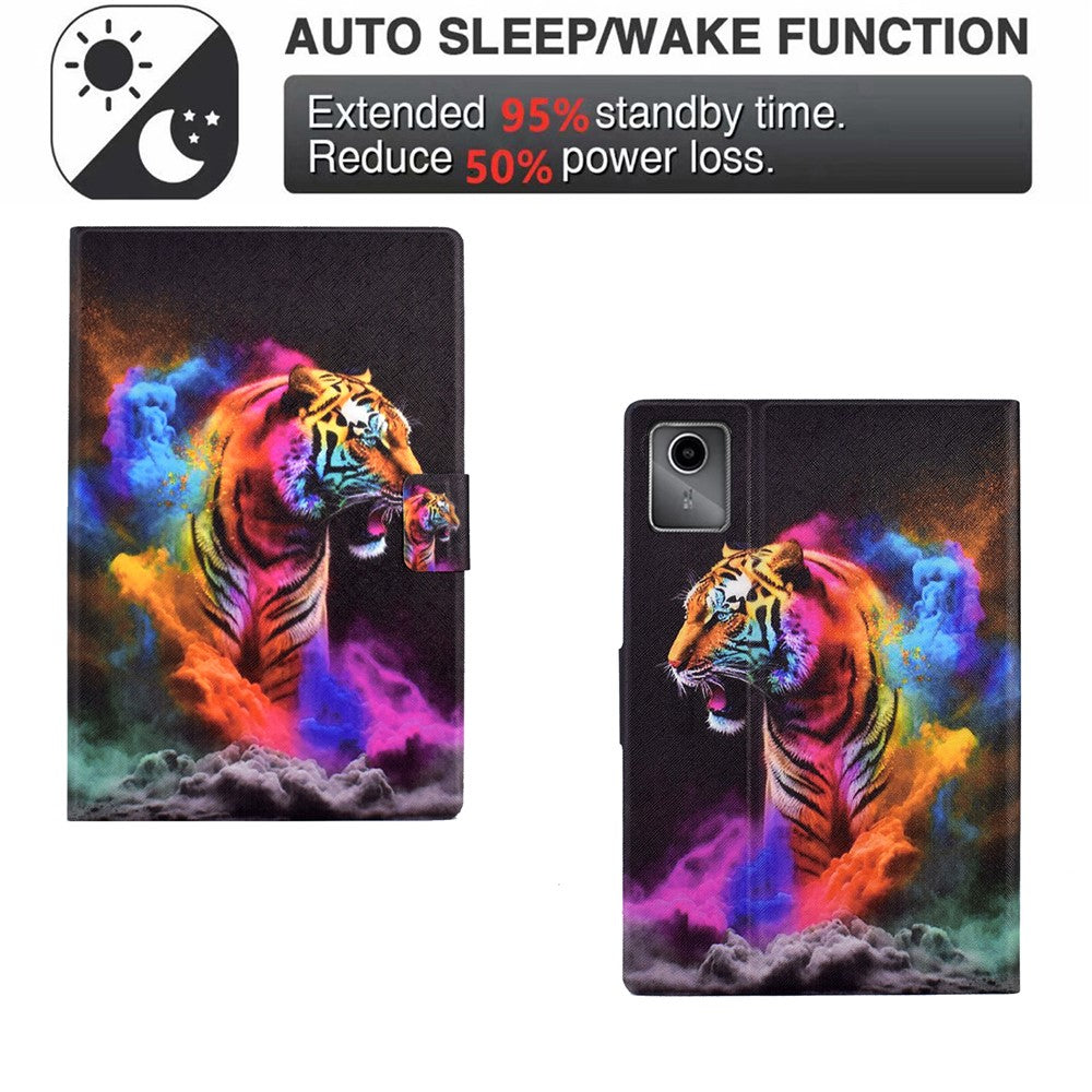 For Lenovo Xiaoxin Pad 11 2025 Case Stand Pattern Printed Leather Cover - Colorful Tiger