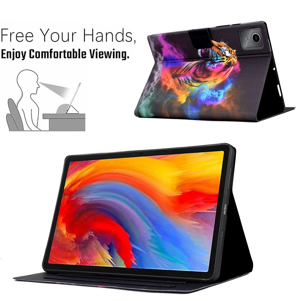 For Lenovo Xiaoxin Pad 11 2025 Case Stand Pattern Printed Leather Cover - Colorful Tiger