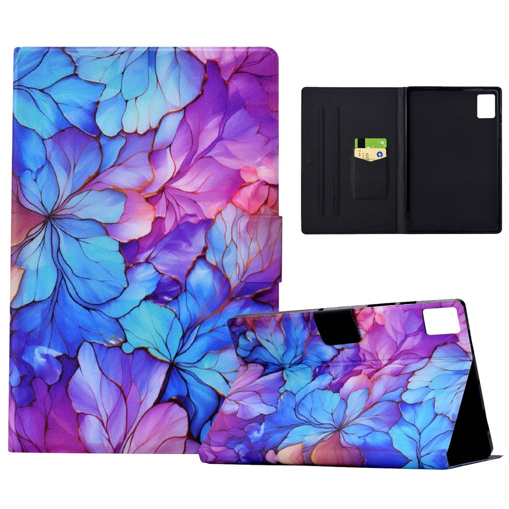 For Lenovo Xiaoxin Pad 11 2025 Case Card Holder Pattern Print Leather Cover - Petal