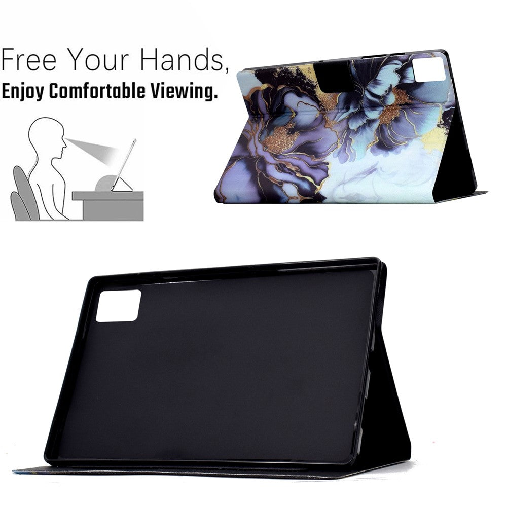 For Lenovo Xiaoxin Pad 11 2025 Case Card Holder Pattern Print Leather Cover - Peony Flower