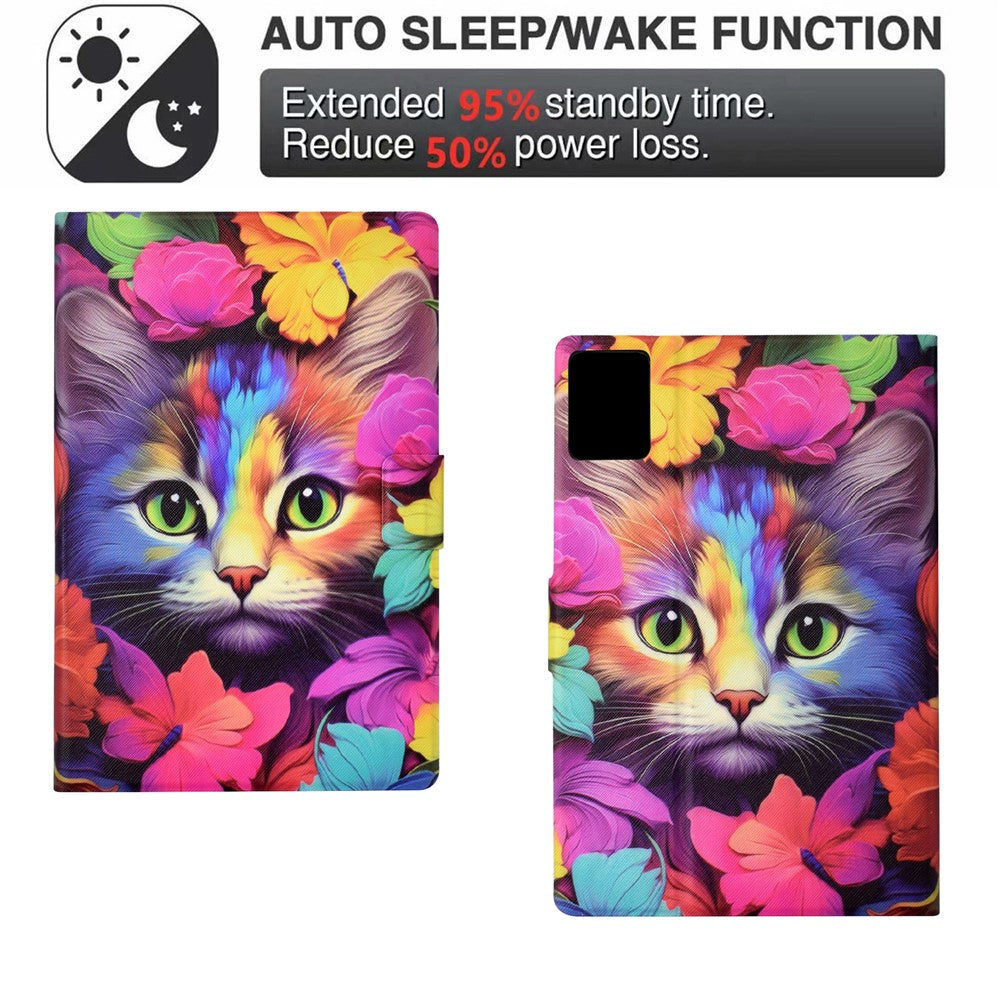 For Lenovo Xiaoxin Pad 11 2025 Case Card Holder Pattern Print Leather Cover - Rose Cat