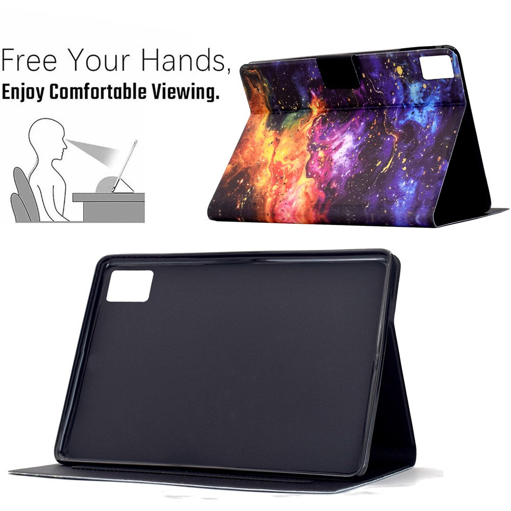 For Lenovo Xiaoxin Pad 11 2025 Case Card Holder Pattern Print Leather Cover - Nebula