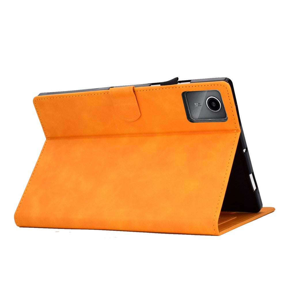 For Lenovo Xiaoxin Pad 11 2025 Case Flower Butterfly Imprinted Card Slots Leather Cover - Khaki