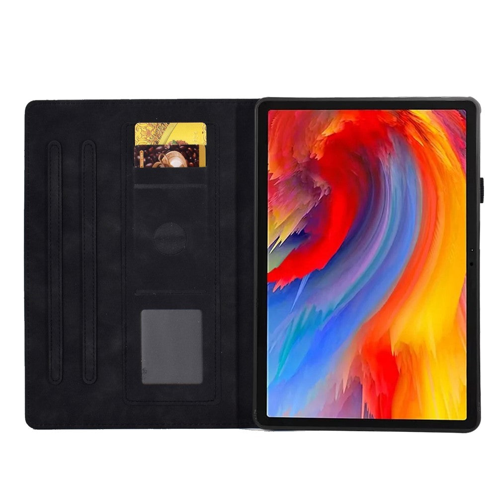 For Lenovo Xiaoxin Pad 11 2025 Case Flower Butterfly Imprinted Card Slots Leather Cover - Black