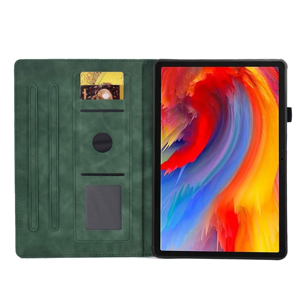 For Lenovo Xiaoxin Pad 11 2025 Case Flower Butterfly Imprinted Card Slots Leather Cover - Green