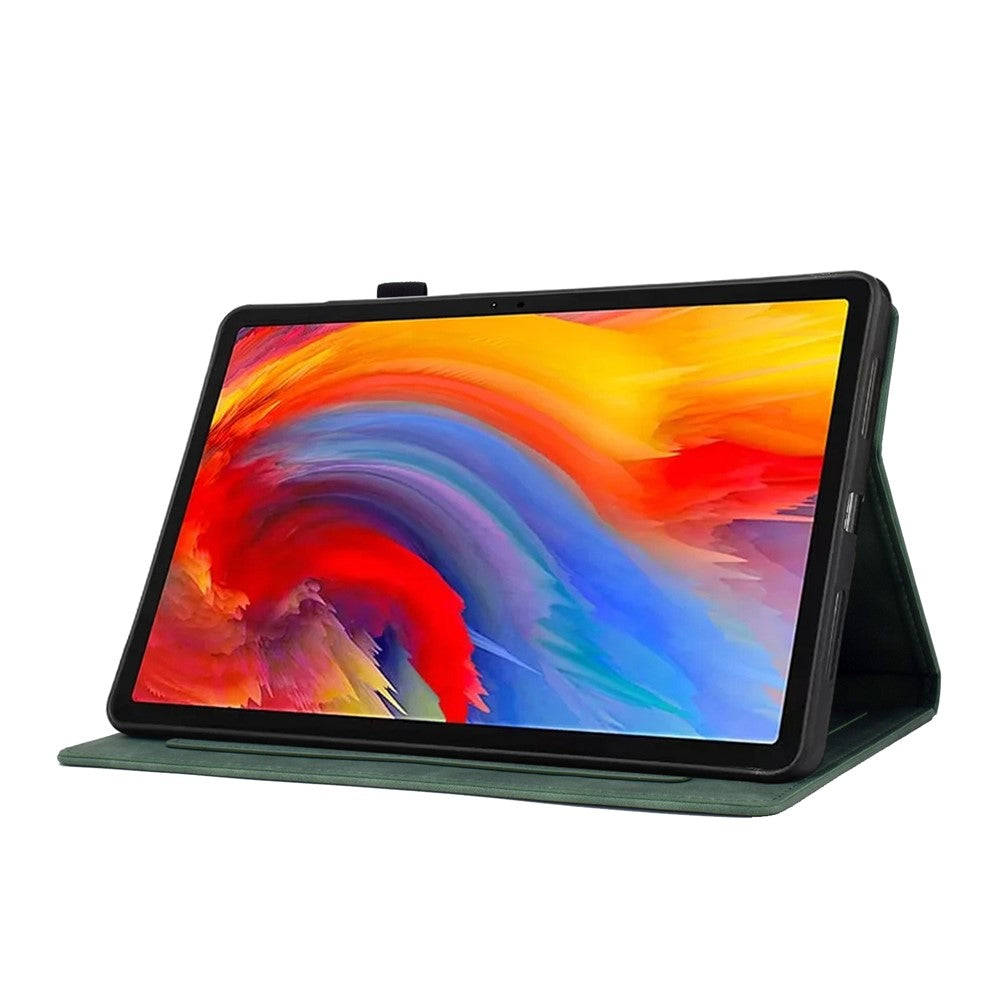 For Lenovo Xiaoxin Pad 11 2025 Case Flower Butterfly Imprinted Card Slots Leather Cover - Green