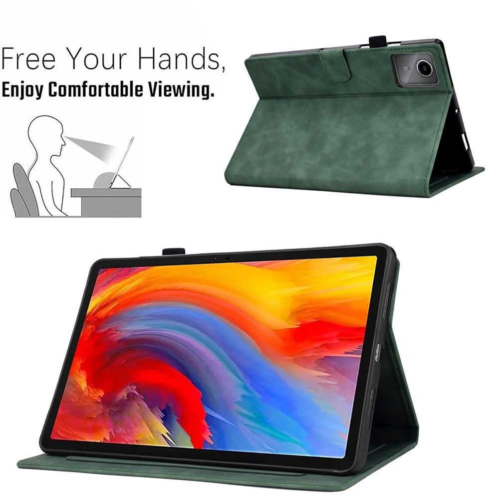 For Lenovo Xiaoxin Pad 11 2025 Case Flower Butterfly Imprinted Card Slots Leather Cover - Green