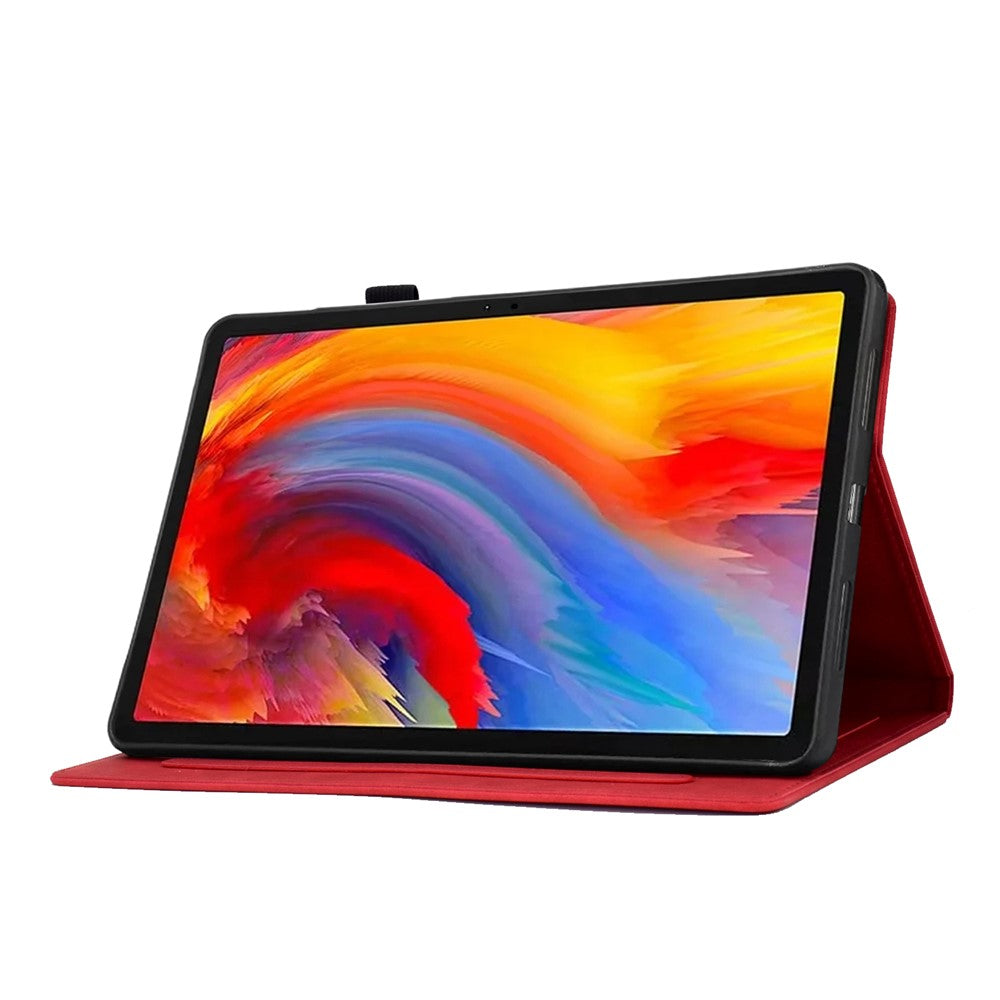 For Lenovo Xiaoxin Pad 11 2025 Case Flower Butterfly Imprinted Card Slots Leather Cover - Red