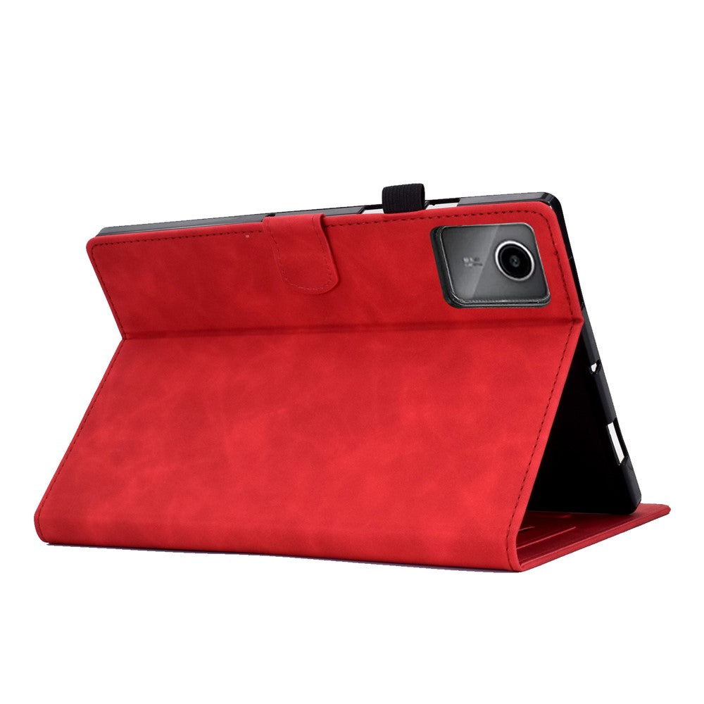 For Lenovo Xiaoxin Pad 11 2025 Case Flower Butterfly Imprinted Card Slots Leather Cover - Red