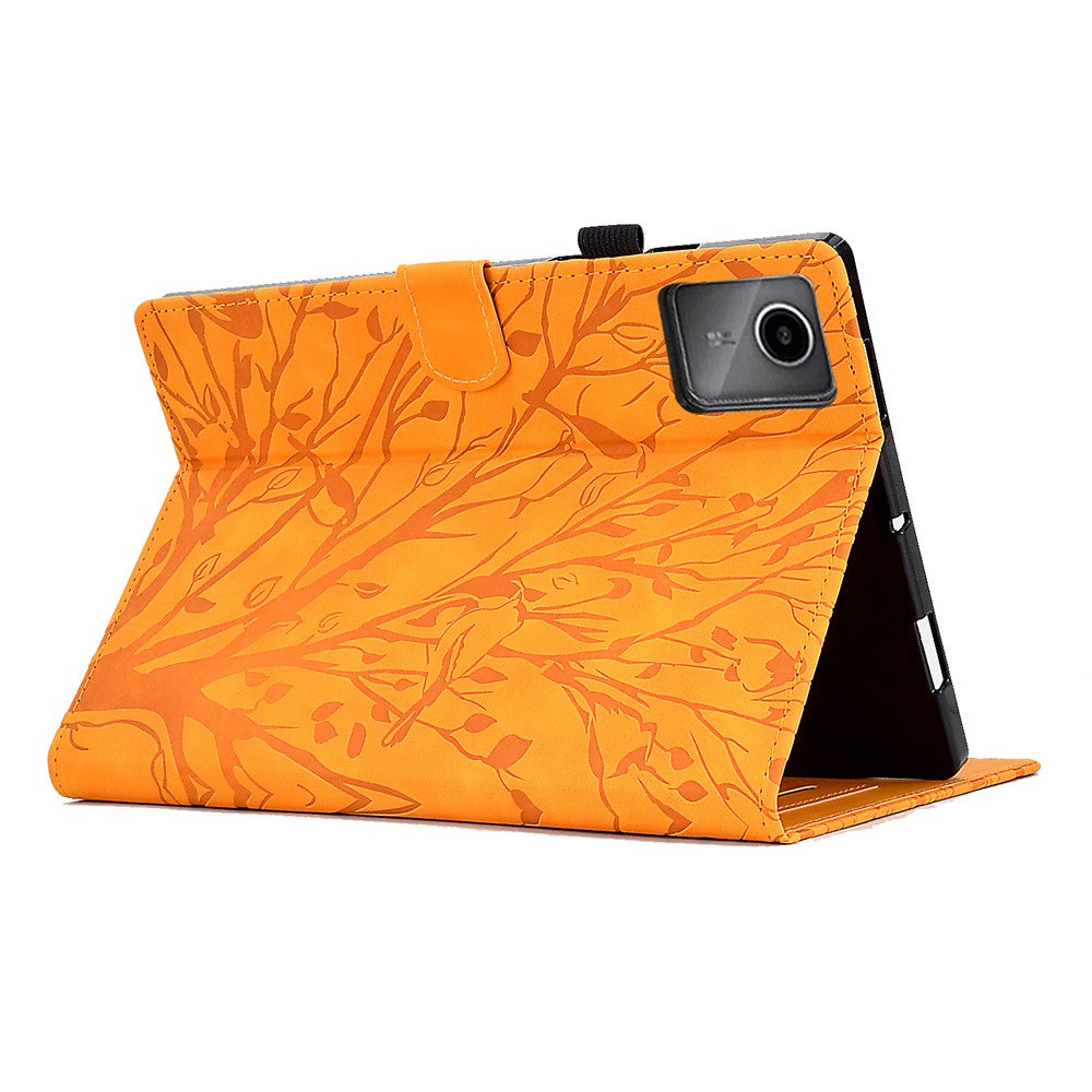 For Lenovo Xiaoxin Pad 11 2025 Leather Case Tree Pattern Card Slots Stand Cover - Khaki