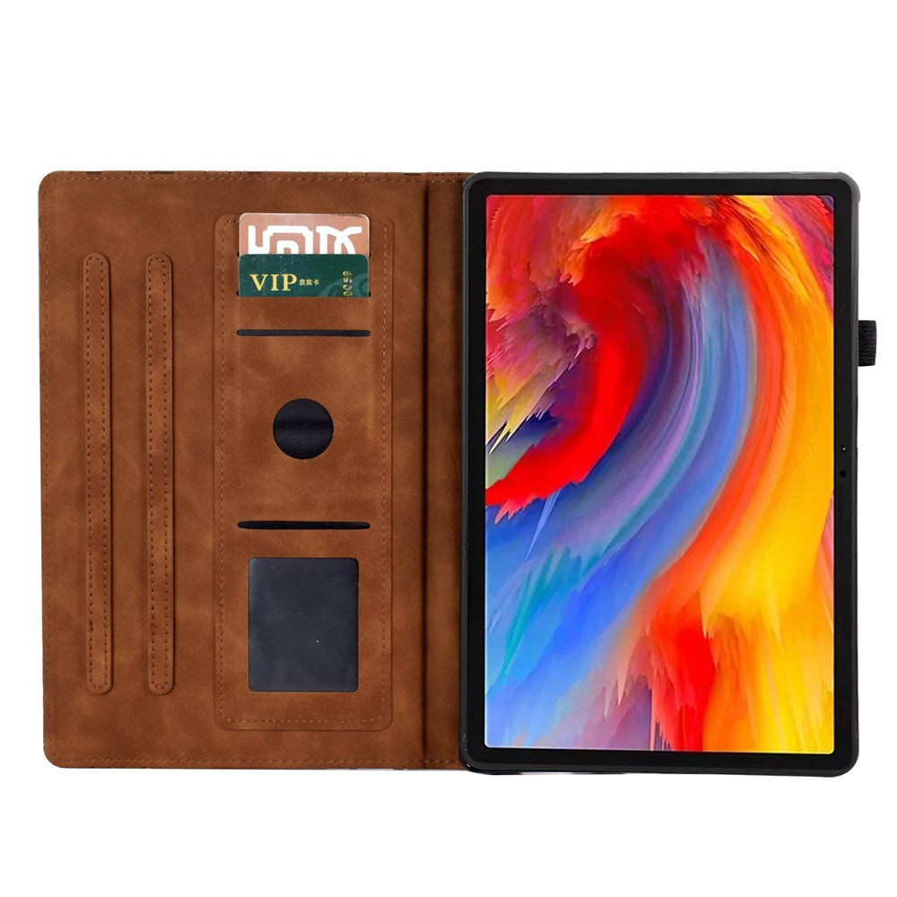 For Lenovo Xiaoxin Pad 11 2025 Leather Case Tree Pattern Card Slots Stand Cover - Brown