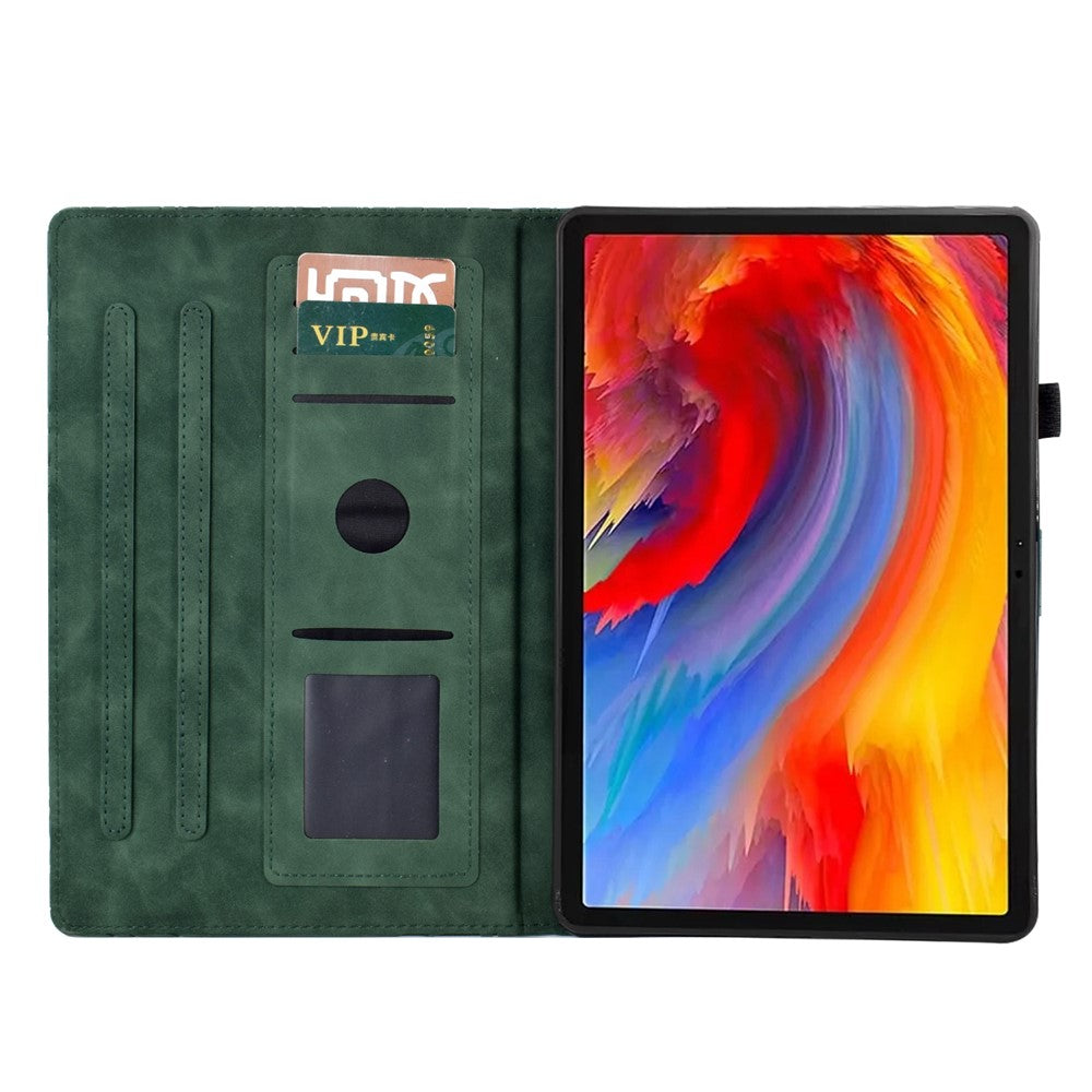 For Lenovo Xiaoxin Pad 11 2025 Leather Case Tree Pattern Card Slots Stand Cover - Green